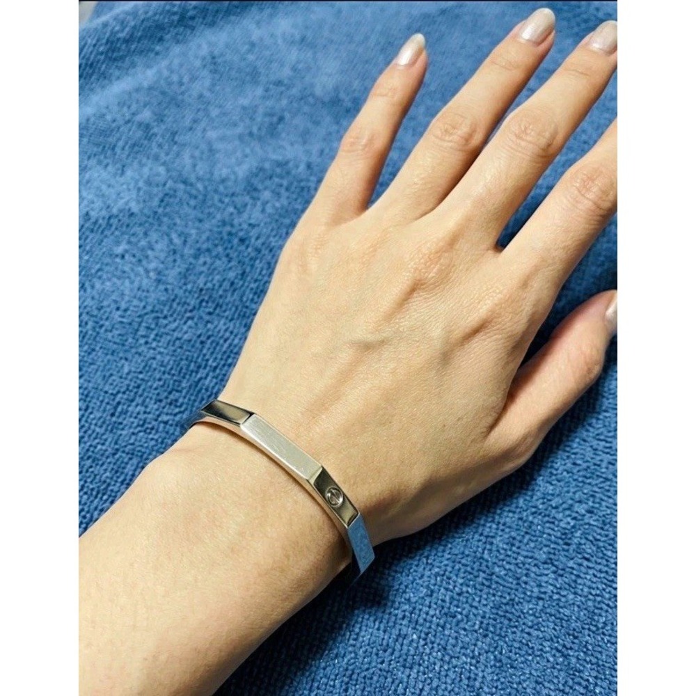 VNTG Silver-Tone Faceted Bangle Style Bracelet -Small-Italian Design-Octogonal